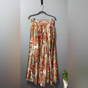 Her Destiny women’s Cocktail Party Elegant Silky Paisley Maxi Skirt Size 1X EUC